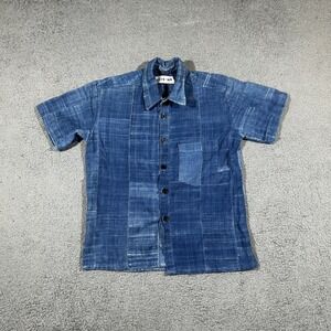 Studio 189 Patchwork Blue Shirt Button-up Youth Size Small #2029